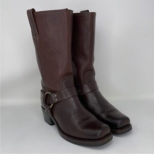 FRYE Harness Boots Motocycle Mid Calf Brown Leather Size 7.5